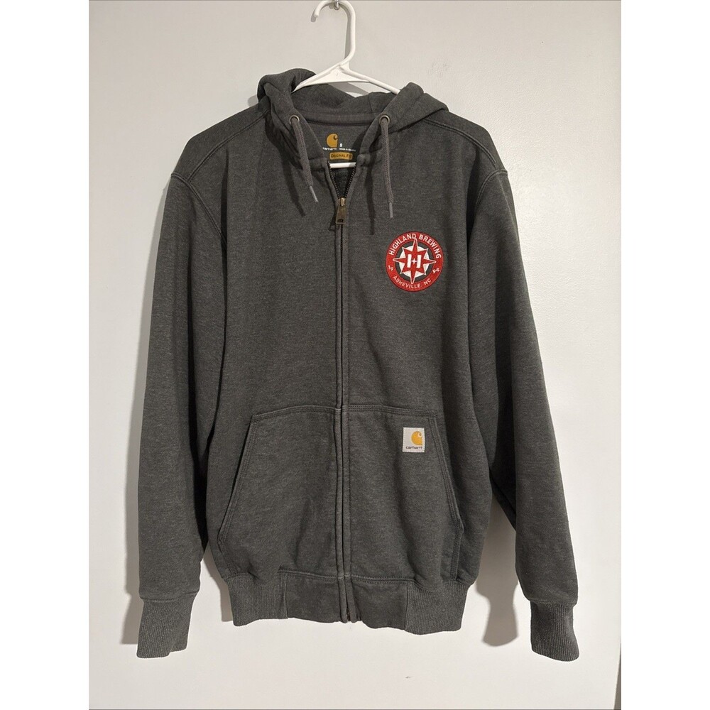 Carhartt Hoodie Mens Size S Gray Full Zip Highland Brewing Asheville NC